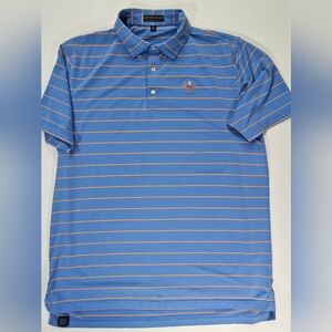 Peter Milar Summer Comfort‎ Mens Polo XXL Blue Orange Preppy Golf Activewear